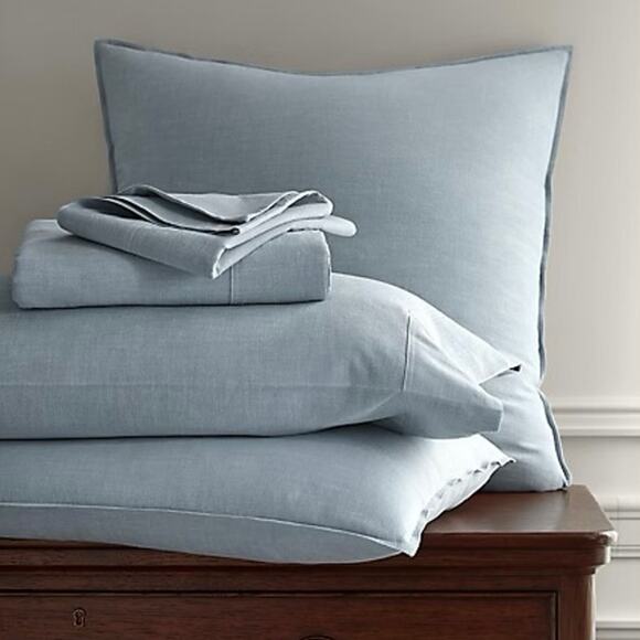 New Ralph Lauren Workshirt Chambray California King Extra Deep Fitted Sheet $245 - Picture 3 of 8